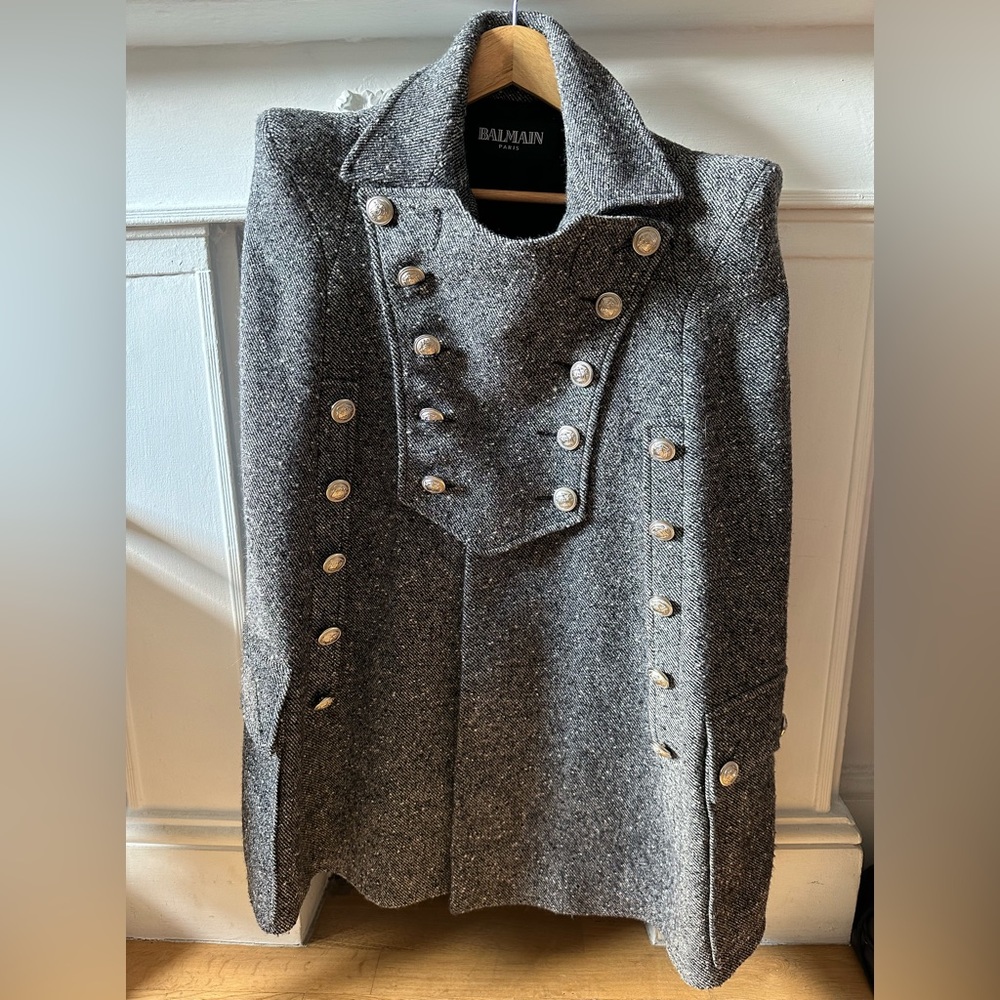 Balmain cape coat.